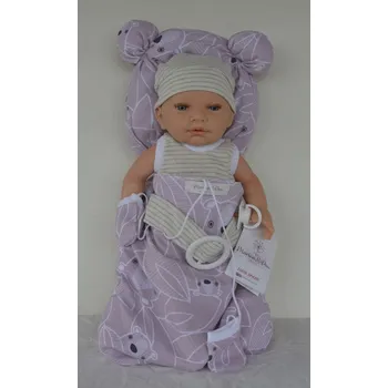Panenka Realistické miminko - holčička Dolfinka v růžovém spacím pytli od španělské firmy Marina & Pau (RN Nana Pink - 45 cm)