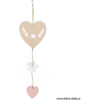 Závěsná dekorace dřevěné SRDCE s květinou