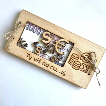 Dřevěné přání na bankovky Ty víš na co