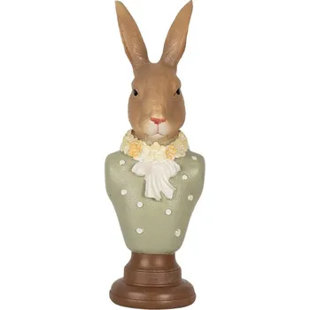 Bytová dekorace Dekorace busta králičí žena v zeleném obleku Rabbi bust - 6*5*18 cm