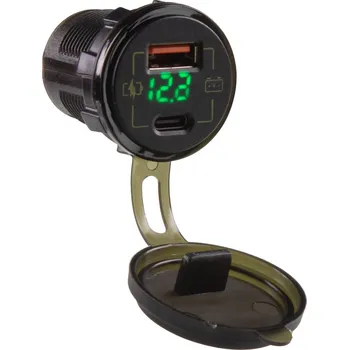 USB nabíječka QC3.0 + USB-C, digitální voltmetr do panelu, 12/24V