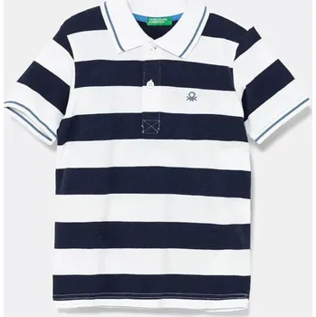 Dětská bavlněná polokošile United Colors of Benetton tmavomodrá barva, 39QAG300V 39QAG300V.P.Seasonal 59X, vel. 110