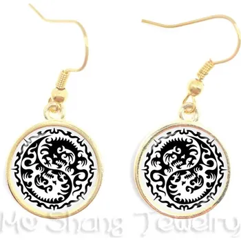 Náušnice Yin yang náušnice skleněné | harmonizující šperk, skleněné náušnice - 17