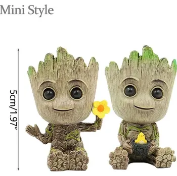 Mini květináč a figurka groot pro děti i fanoušky | dekorace, dárek - sada mini květináčů