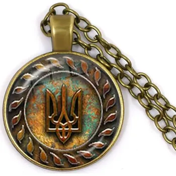 Náhrdelník Tryzub ukrajinský přívěsek vintage styl | náhrdelník, šperk - 2