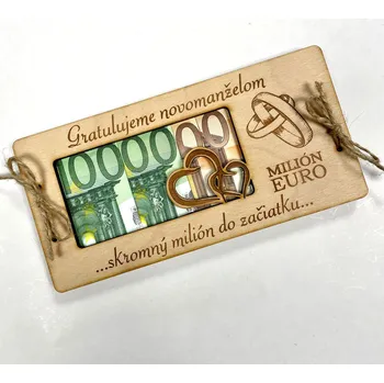 Svatební dřevěné přání - Milion EUR Nápis: Český text