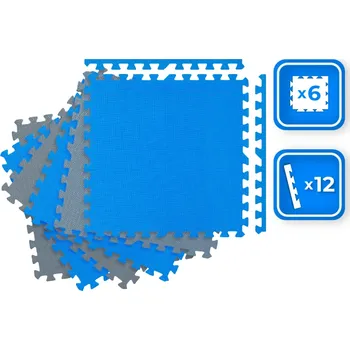 JAKS Pěnové puzzle podložky modře šedé 60 x 60 cm