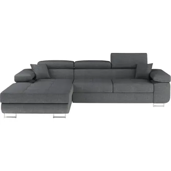 Sedací souprava Rozkládací rohová sedačka DARPOL 37, světle šedá látka, levá +možnost VÝNOSU + vyzvednutí ZDARMA