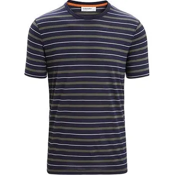 Dámské tričko Pánské tričko Merino Blend Wave SS Tee Stripe Icebreaker Loden velikost oblečení M