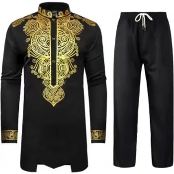 Pánský set 2v1 Ethnic African styl tričko se vzorem a kalhoty Velikost: L, Barva (Varianta): barva 1