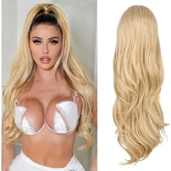 Čelenka Prodlužování do culíku Prodlužování do culíku Blond dlouhý zavinutý příčesek Prodlužování vlasů z