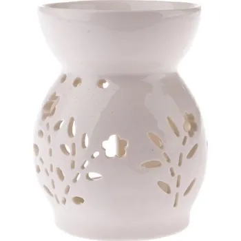 Aroma lampa Porcelánová aromalampa s květy, bílá
