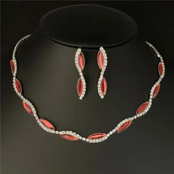 Svatební dekorace Svatební štrasový náhrdelník a náušnice pro ženy | svatební šperky, stříbrný set - 3