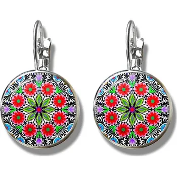 Náušnice Květinové lidové náušnice s folklorním motivem | dámské náušnice, moderní šperky - 9