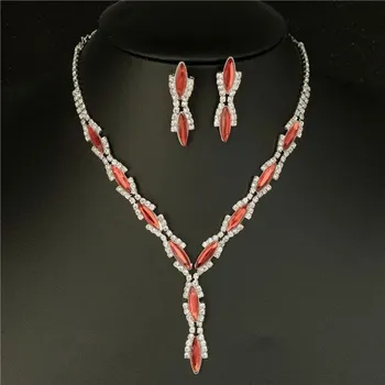 Svatební dekorace Svatební štrasový náhrdelník a náušnice pro ženy | svatební šperky, stříbrný set - 15