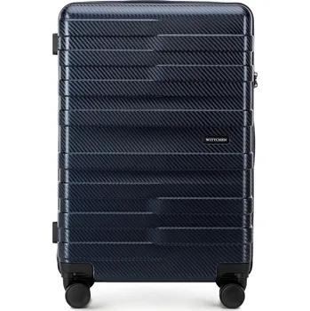 Střední tmavě modry polykarbonátový kufr s vodorovnými pruhy | WITTCHEN | 56-3P-582-90