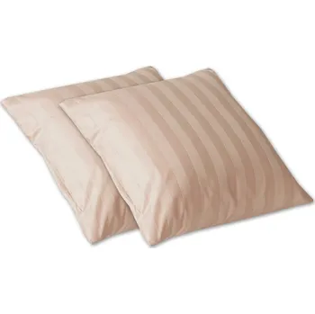 Dekorativní polštářek Damaškový dekorační polštářek 40x40 Atlas grádl proužek 2 cm béžový