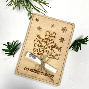 Vánoční dřevěné přání na bankovky-motiv 7 Nápis: Standard - Bez vlastních jmen