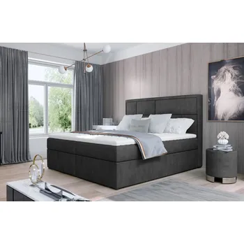 Ložnice Boxspring BARBARIO 06 160x200, tmavě šedá látka +možnost VÝNOSU + vyzvednutí ZDARMA
