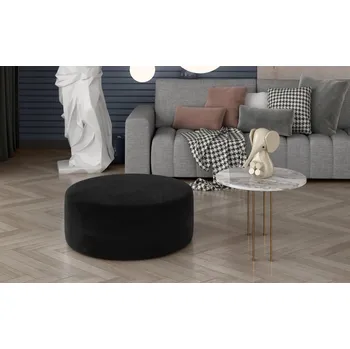 Taburet Kulatý taburet BREVIFOLIA, černá látka + vyzvednutí ZDARMA