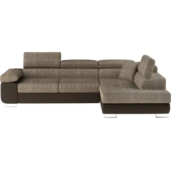 Sedací souprava Rozkládací rohová sedačka MENDON 02, hnědá látka/tmavě hnědá ekokůže, pravá +možnost VÝNOSU + vyzvednutí ZDARMA