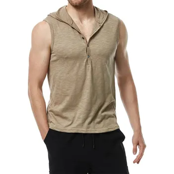 Pánská vesta Pánská bavlněná vesta s kapucí Barva: Khaki, Velikost: L
