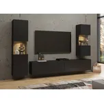 Závěsná obývací stěna AVA 06 černý mat/dub wotan (Typ 05+07+40)