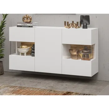 Komoda Komoda závěsná 3-dvéřová AVA bílý mat/dub wotan (Typ 25)