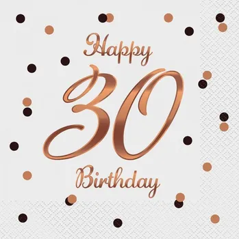 Papírový ubrousek Ubrousky 3-vrstvé růžovo-zlatý potisk 30