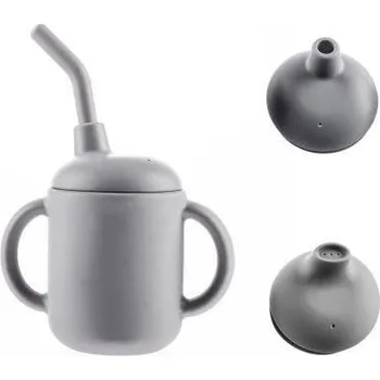 dětský příbor Zopa Silikonový hrníček 2v1 Dove Grey