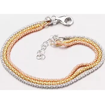 Šperk Dámský náramek stříbro 925 tří barevný B1400759-1264-SLX délka 19 cm