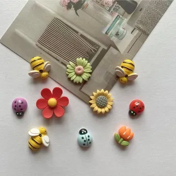 Dekorativní magnet Barevné květinové magnety na lednici | dekorace 10 ks - Sada 10ks B