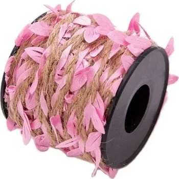 10 metrů Umělá girlanda z listů s jutovým provázkem pro dekorace svatby a bytu | dekorace, provaz s listy - Růžový