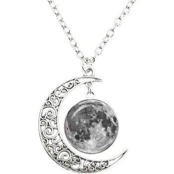 Náhrdelník Měsíční přívěsek s fází úplňku | měsíční náhrdelník, lunární šperk - Úplněk