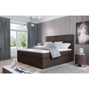 Postel Boxspring BARBARIO 03 140x200, hnědá látka +možnost VÝNOSU + vyzvednutí ZDARMA