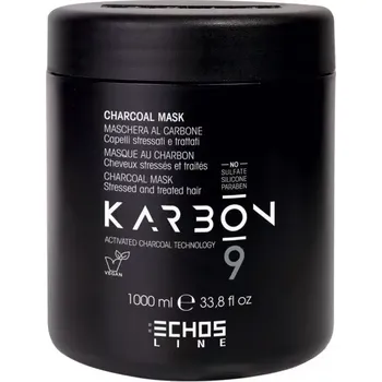 Vlasová regenerace Echosline Karbon 9 detoxikační maska 1000 ml | Aktivní uhlí pro čisté, zdravé a lehké vlasy