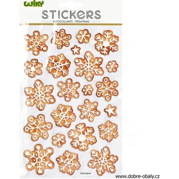 samolepka Vánoční dekorační samolepky 3D - perníkové vločky