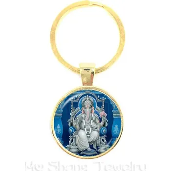 Skleněná klíčenka ganesha, buddha | ezoterický přívěsek, pánská klíčenka - 8