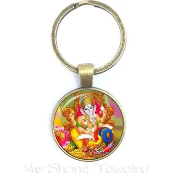 Skleněná klíčenka ganesha, buddha | ezoterický přívěsek, pánská klíčenka - 6