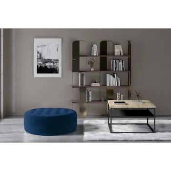 Taburet Kulatý taburet YKELI, modrá látka + vyzvednutí ZDARMA