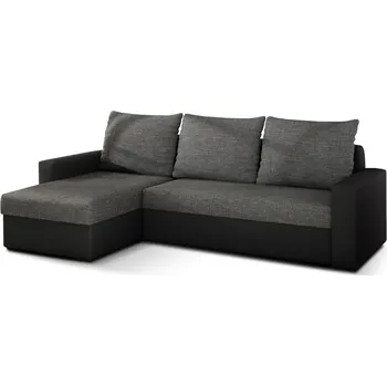 Sedací souprava Rohová sedačka CALEDON, tmavě šedá látka/černá ekokůže + vyzvednutí ZDARMA