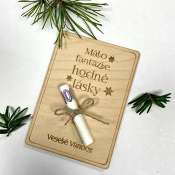 Vánoční dřevěné přání na bankovky-motiv 2 Nápis: Standard - Bez vlastních jmen