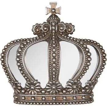 Stříbrná antik nástěnná dekorace koruna se zrcátky Crown - 25*6*24 cm
