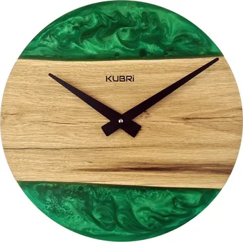 Hodiny KUBRi 0183 - Luxusní dubové hodiny s epoxidovými doplňky