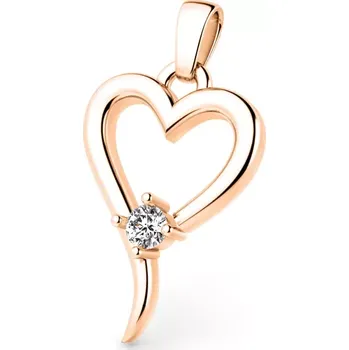 Přívěsek Dámský přívěsek růžové zlato 585/1000 přírodní diamant 0.027 ct G/SI srdce 140004-CV-DIA bez řetízku
