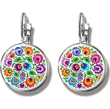 Náušnice Květinové lidové náušnice s folklorním motivem | dámské náušnice, moderní šperky - 1