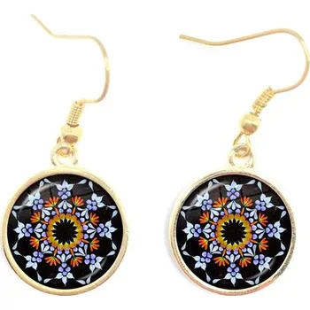 Náušnice Mandala náušnice skleněné se vzorem | zen šperky, dárkové náušnice - 8