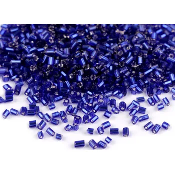 Dětské navlékací korálky Rokajl sekaný 12/0 - 1,8 mm s průtahem, barva 28 modrá královská