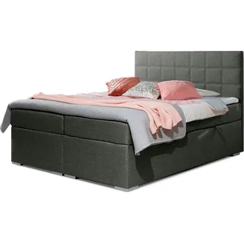 Postel Boxspring HIRSUTA 03 160x200, světle šedá látka +možnost VÝNOSU + vyzvednutí ZDARMA