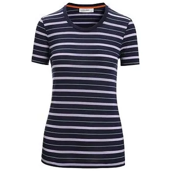 Dámské tričko Merino Blend Wave SS Tee Stripe Icebreaker Midnight Navy velikost oblečení XL